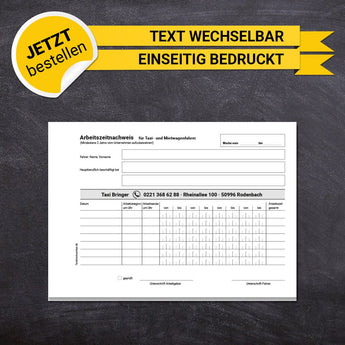 Arbeitszeitnachweis DIN A5