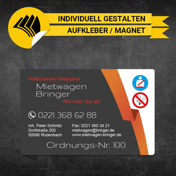 Betriebssitz-Schild Mietwagen Groß - Alex