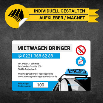 Betriebssitz-Schild Mietwagen Groß - Anton
