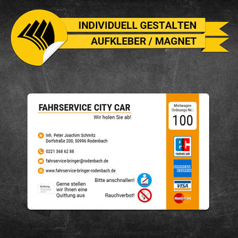 Betriebssitz-Schild Mietwagen Groß - Armin