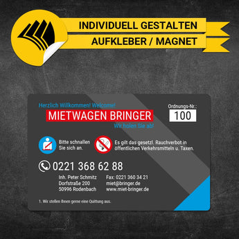 Betriebssitz-Schild Mietwagen Groß - Ben