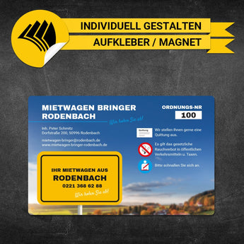 Betriebssitz-Schild Mietwagen Groß - Bernd