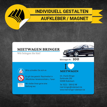 Betriebssitz-Schild Mietwagen Groß - Charlie