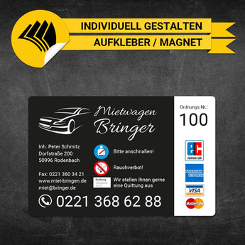 Betriebssitz-Schild Mietwagen Groß - Feo