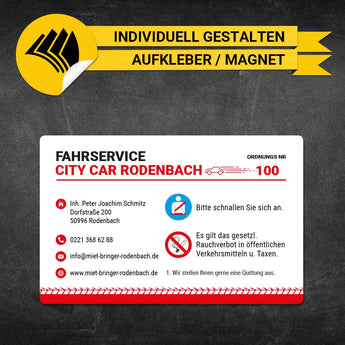 Betriebssitz-Schild Mietwagen Groß - Fred