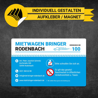 Betriebssitz-Schild Mietwagen Groß - Frederick