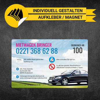 Betriebssitz-Schild Mietwagen Groß - Heidi