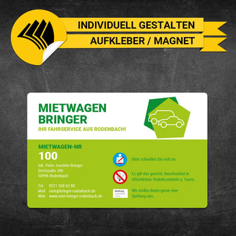 Betriebssitz-Schild Mietwagen Groß - Joachim