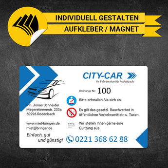 Betriebssitz-Schild Mietwagen Groß - Jonas