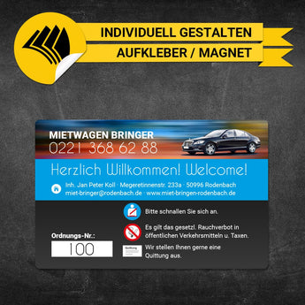 Betriebssitz-Schild Mietwagen Groß - Leon