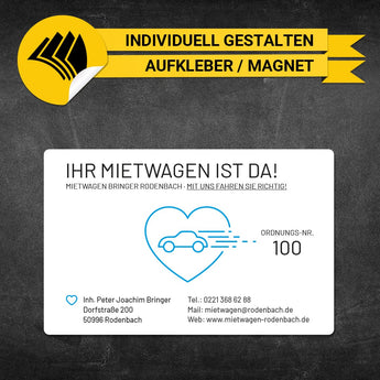 Betriebssitz-Schild Mietwagen Groß - Lotti