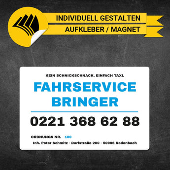 Betriebssitz-Schild Mietwagen Groß - Mario