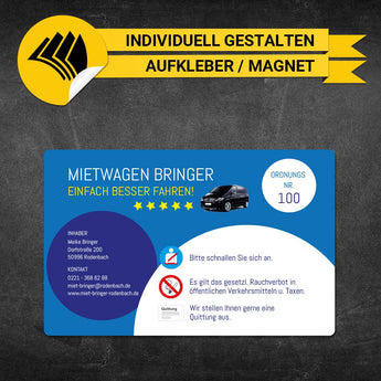 Betriebssitz-Schild Mietwagen Groß - Meike