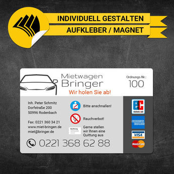 Betriebssitz-Schild Mietwagen Groß - Nils