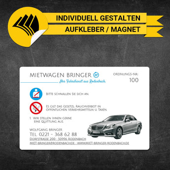 Betriebssitz-Schild Mietwagen Groß - Vera