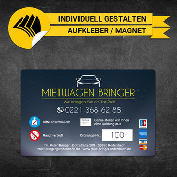 Betriebssitz-Schild Mietwagen Groß - Viktor