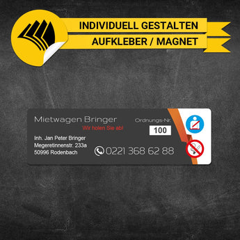 Betriebssitz-Schild Mietwagen Klein - Alex