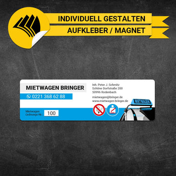 Betriebssitz-Schild Mietwagen Klein - Anton