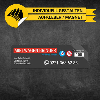 Betriebssitz-Schild Mietwagen Klein - Ben