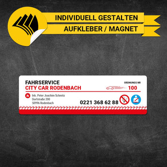 Betriebssitz-Schild Mietwagen Klein - Fred
