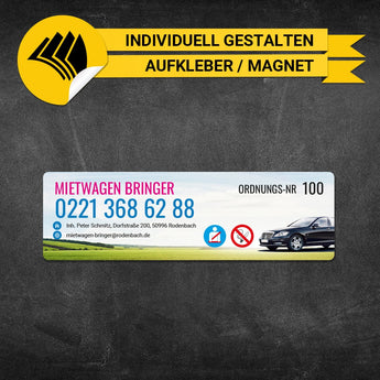 Betriebssitz-Schild Mietwagen Klein - Heidi