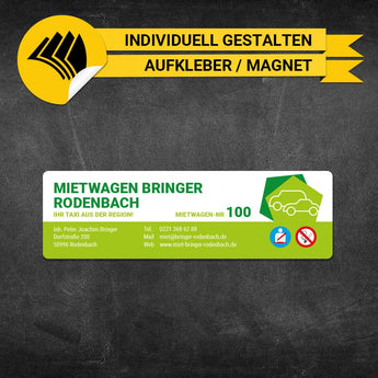 Betriebssitz-Schild Mietwagen Klein - Joachim