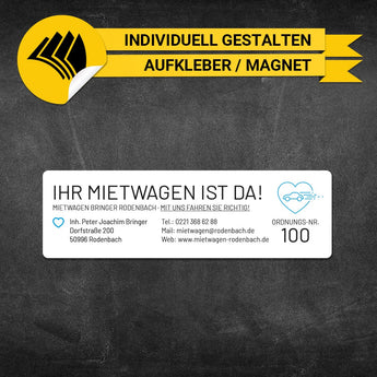 Betriebssitz-Schild Mietwagen Klein - Lotti