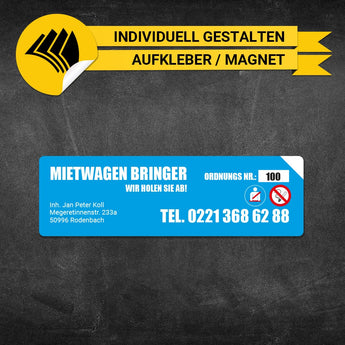 Betriebssitz-Schild Mietwagen Klein - Marius