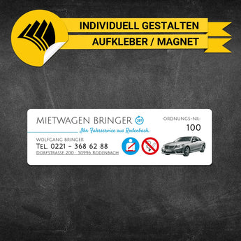 Betriebssitz-Schild Mietwagen Klein - Vera