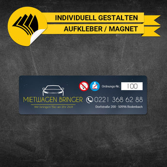 Betriebssitz-Schild Mietwagen Klein - Viktor