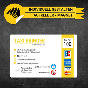 Betriebssitz-Schild Taxi Groß - Armin