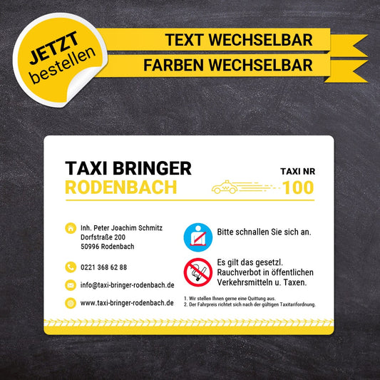 Betriebssitz-Schild Taxi Groß - Fred