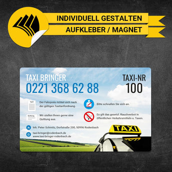 Betriebssitz-Schild Taxi Groß - Heidi