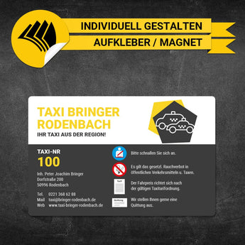 Betriebssitz-Schild Taxi Groß - Joachim