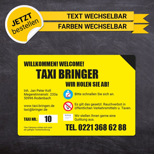 Betriebssitz-Schild Taxi Groß - Marius
