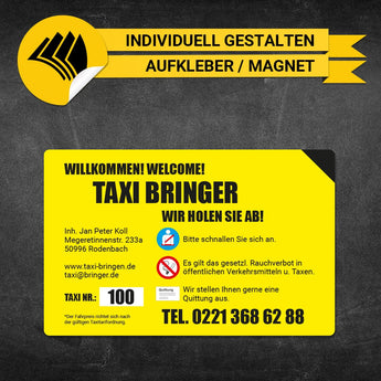 Betriebssitz-Schild Taxi Groß - Marius