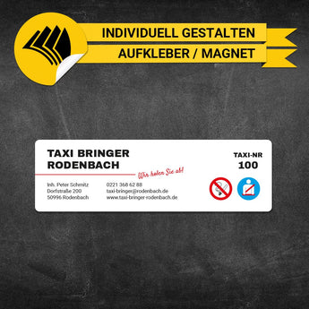 Betriebssitz-Schild Taxi Klein - Bernd