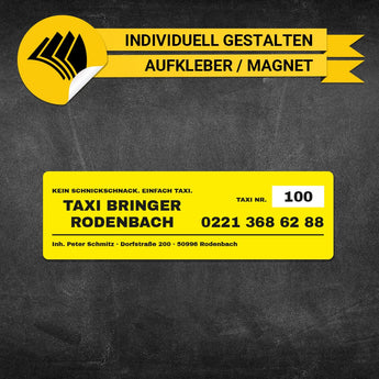 Betriebssitz-Schild Taxi Klein - Mario