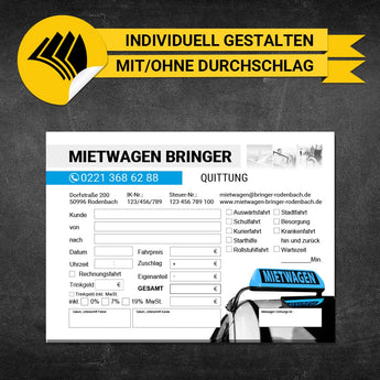 Quittungsblock Mietwagen - Anton