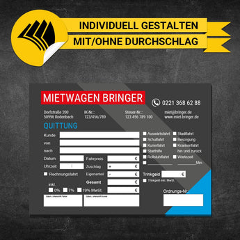 Quittungsblock Mietwagen - Ben