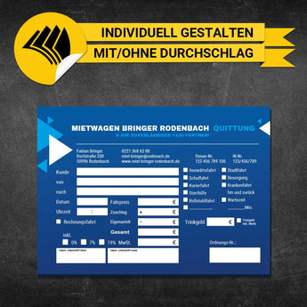 Quittungsblock Mietwagen - Fabian
