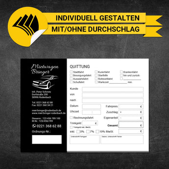 Quittungsblock Mietwagen - Feo