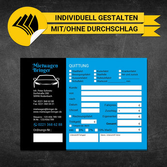 Quittungsblock Mietwagen - Feodor