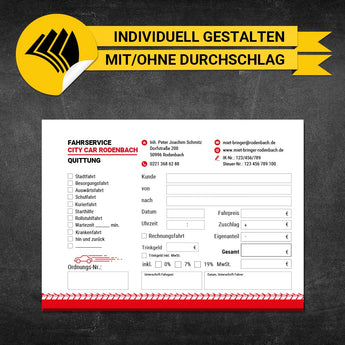 Quittungsblock Mietwagen - Fred
