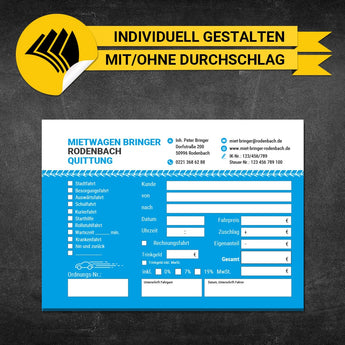 Quittungsblock Mietwagen - Frederick