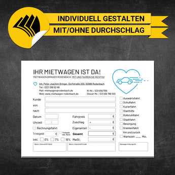 Quittungsblock Mietwagen - Lotti