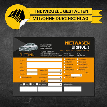 Quittungsblock Mietwagen - Lukas