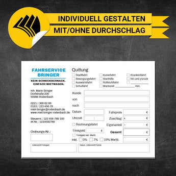 Quittungsblock Mietwagen - Mario
