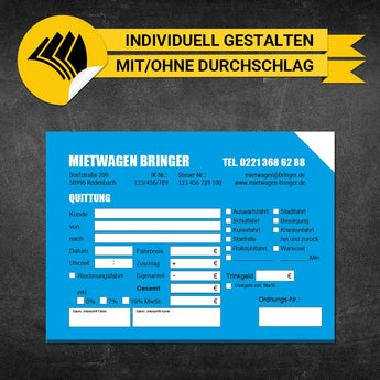 Quittungsblock Mietwagen - Marius