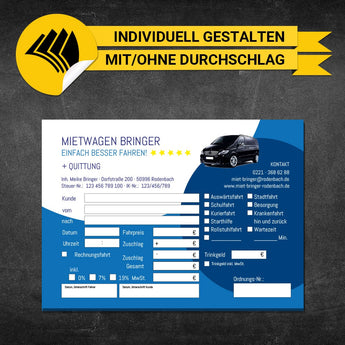Quittungsblock Mietwagen - Meike